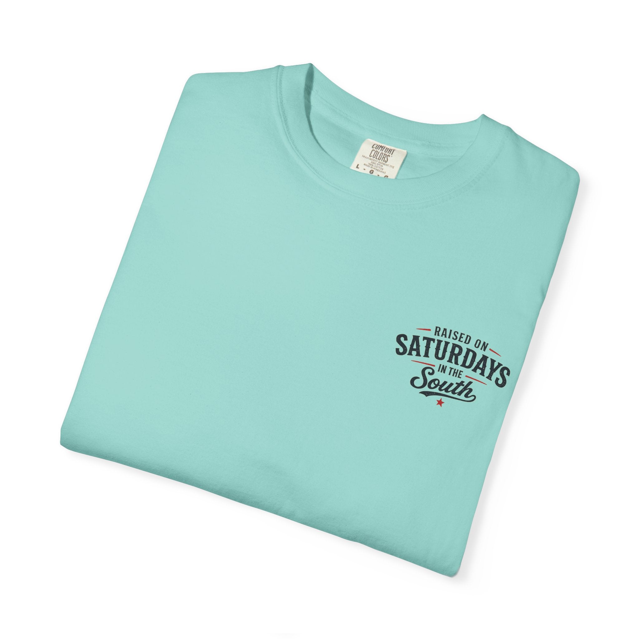 Raised On Saturdays In The South T-Shirt — Country Farm Girl Sunset