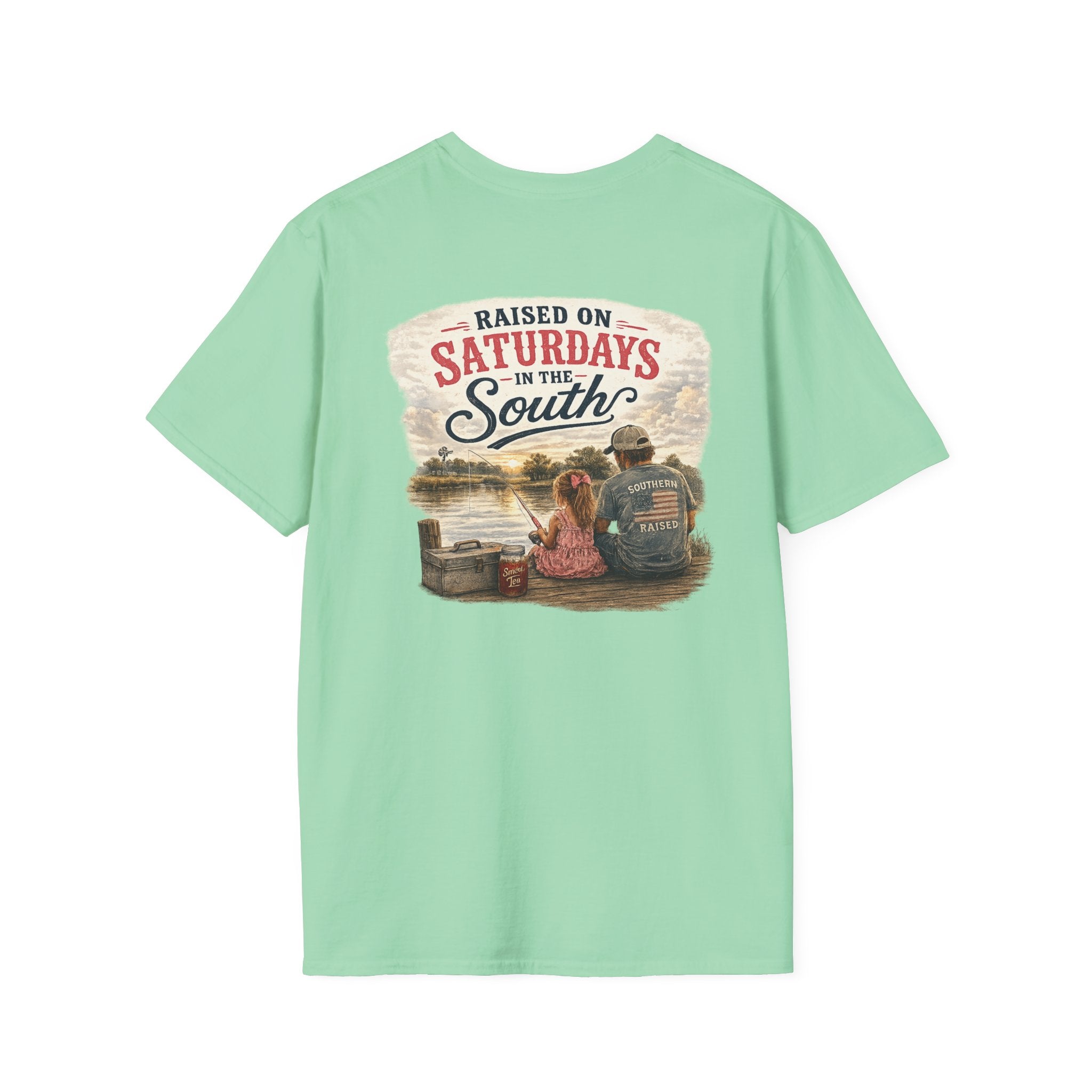Raised On Saturdays In The South Vintage T-Shirt-Girl Dad Fishing Buddy-Father's Day Collection