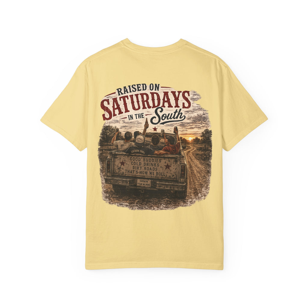 Raised On Saturdays In The South T‑Shirt — Good Riding Buddies Men's