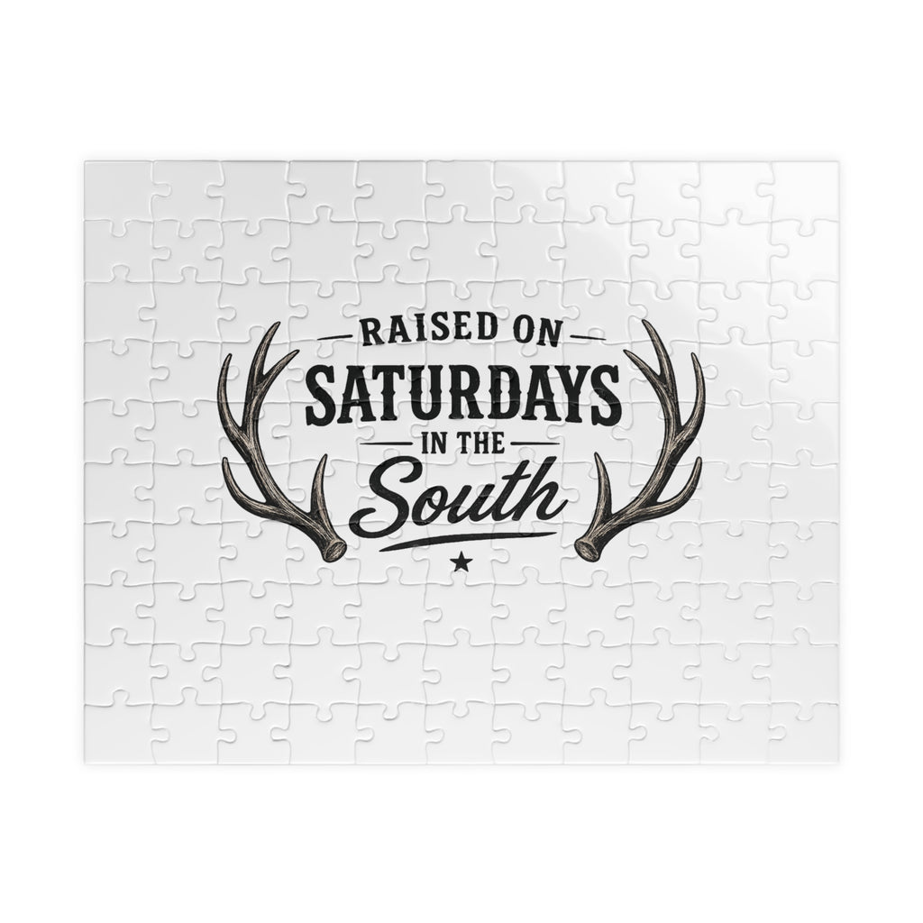 “Raised on Saturdays in the South” jigsaw puzzle-(white)