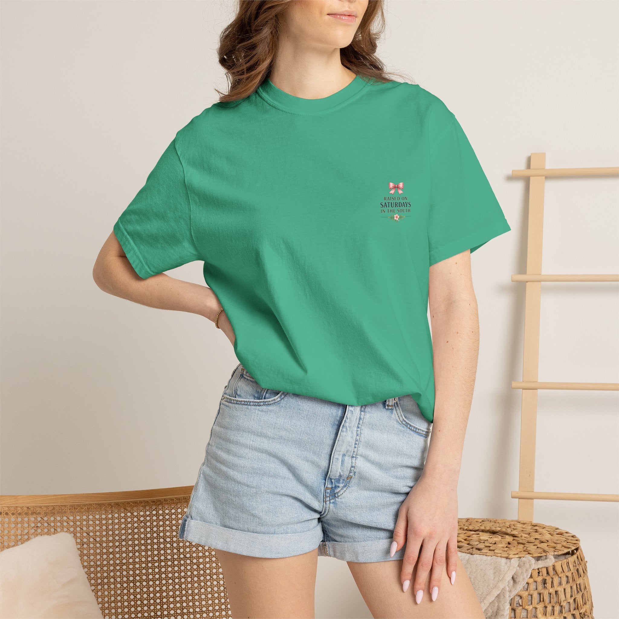 Raised On Saturdays In The South T-Shirt — Rustic Highland Cow
