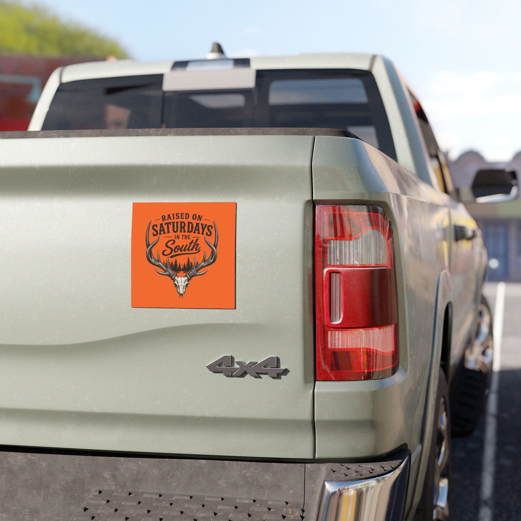 Raised On Saturdays In The South Car Magnet-(orange)