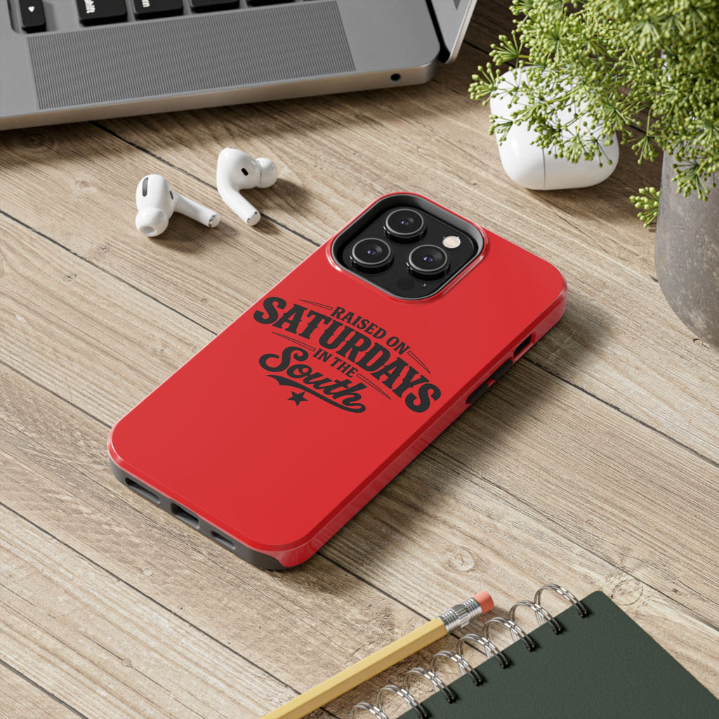Raised On Saturdays In The South Phone Case-(red)