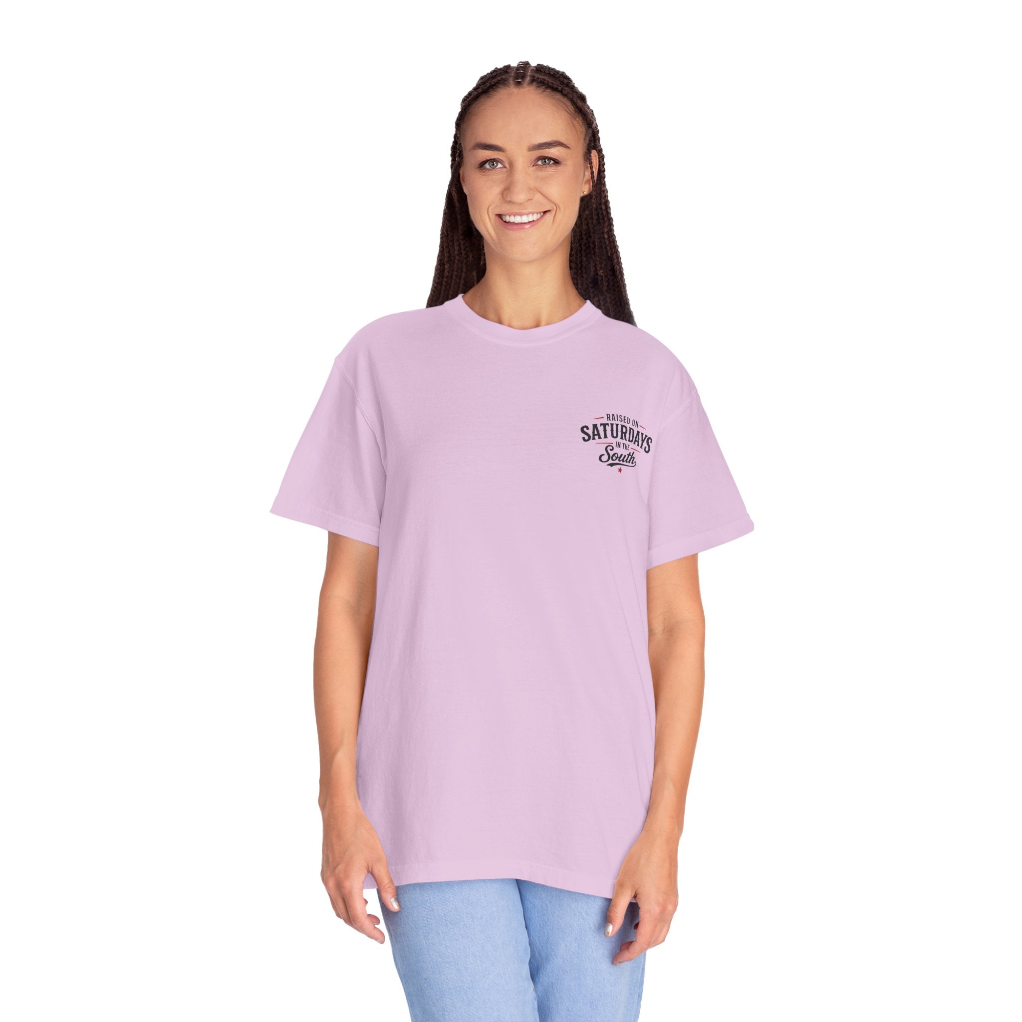 Raised On Saturdays In The South T-Shirt — Country Farm Girl Sunset