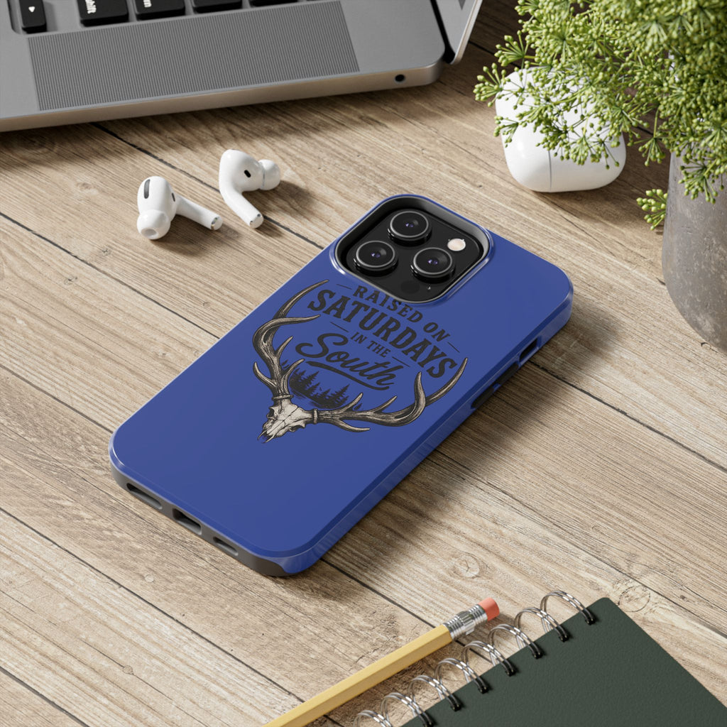 Raised On Saturdays In The South Phone Case - The Spread Runs Deep In The Woods-(blue)