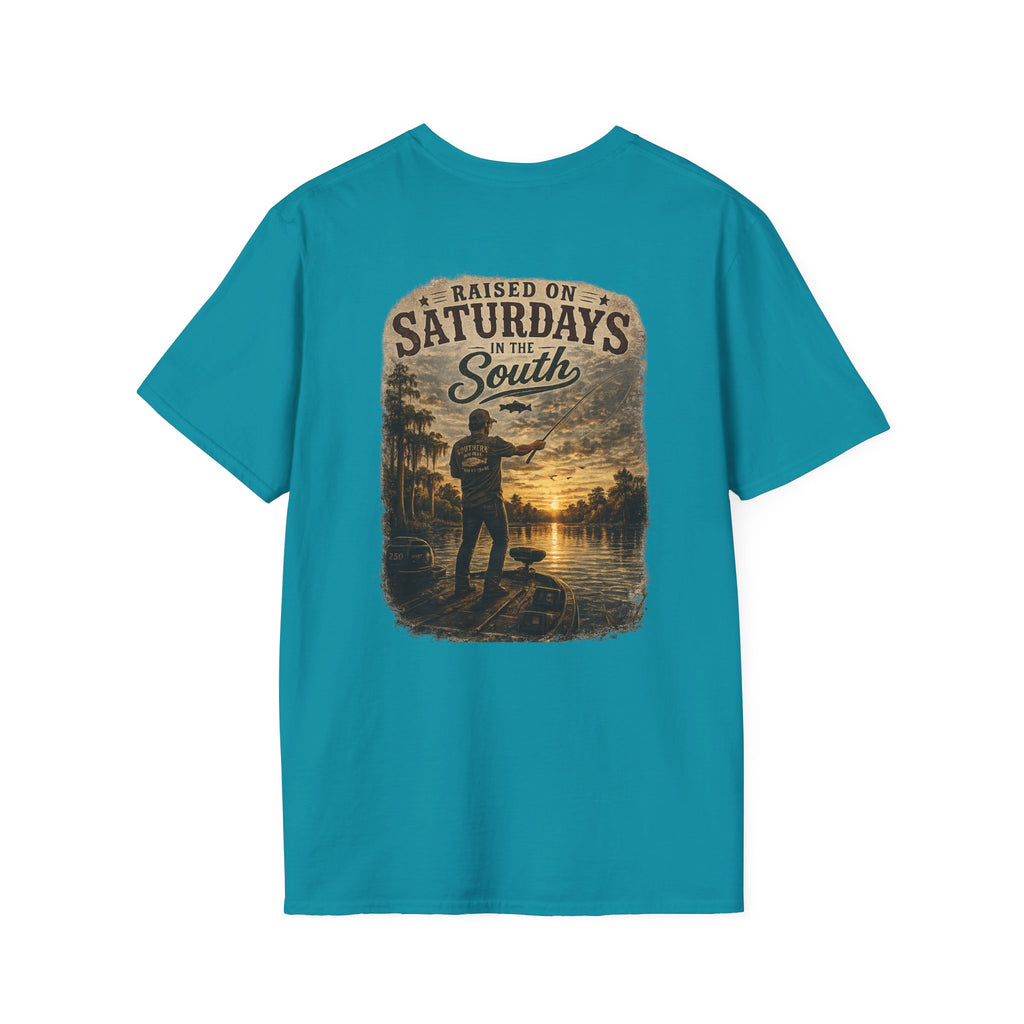 "Raised On Saturdays In The South" Vintage T-Shirt-Saturdays Are Made For Fishin