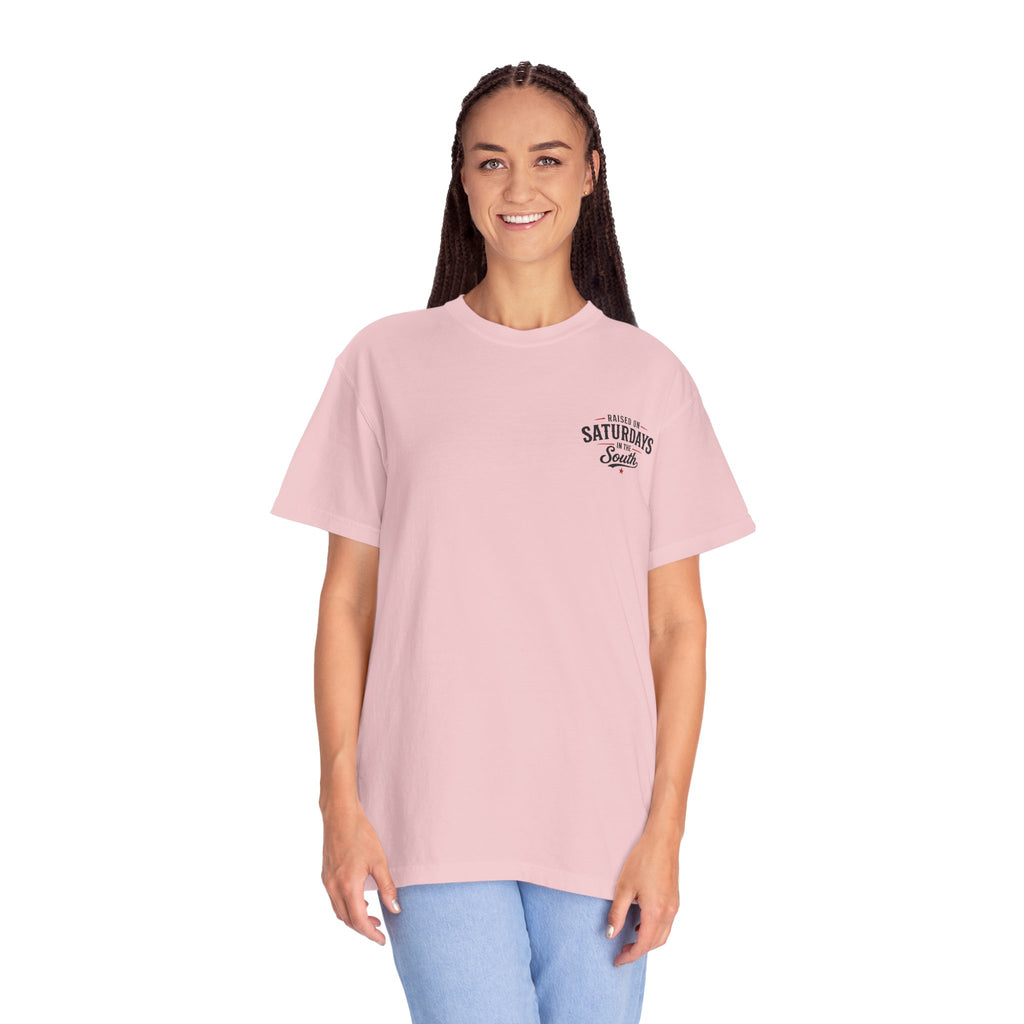 Raised On Saturdays In The South T-Shirt — Country Farm Girl Sunset