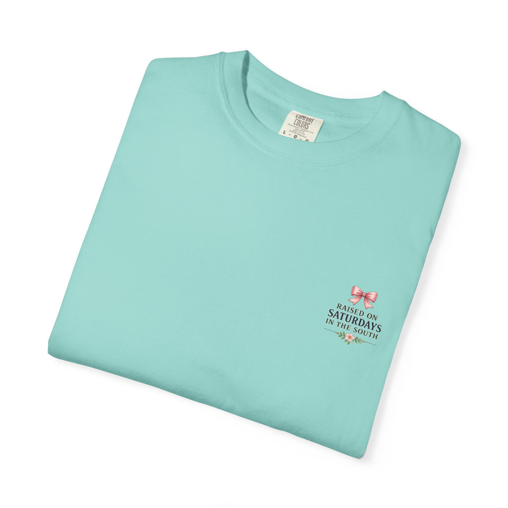 Raised On Saturdays In The South T-Shirt — Rustic Highland Cow
