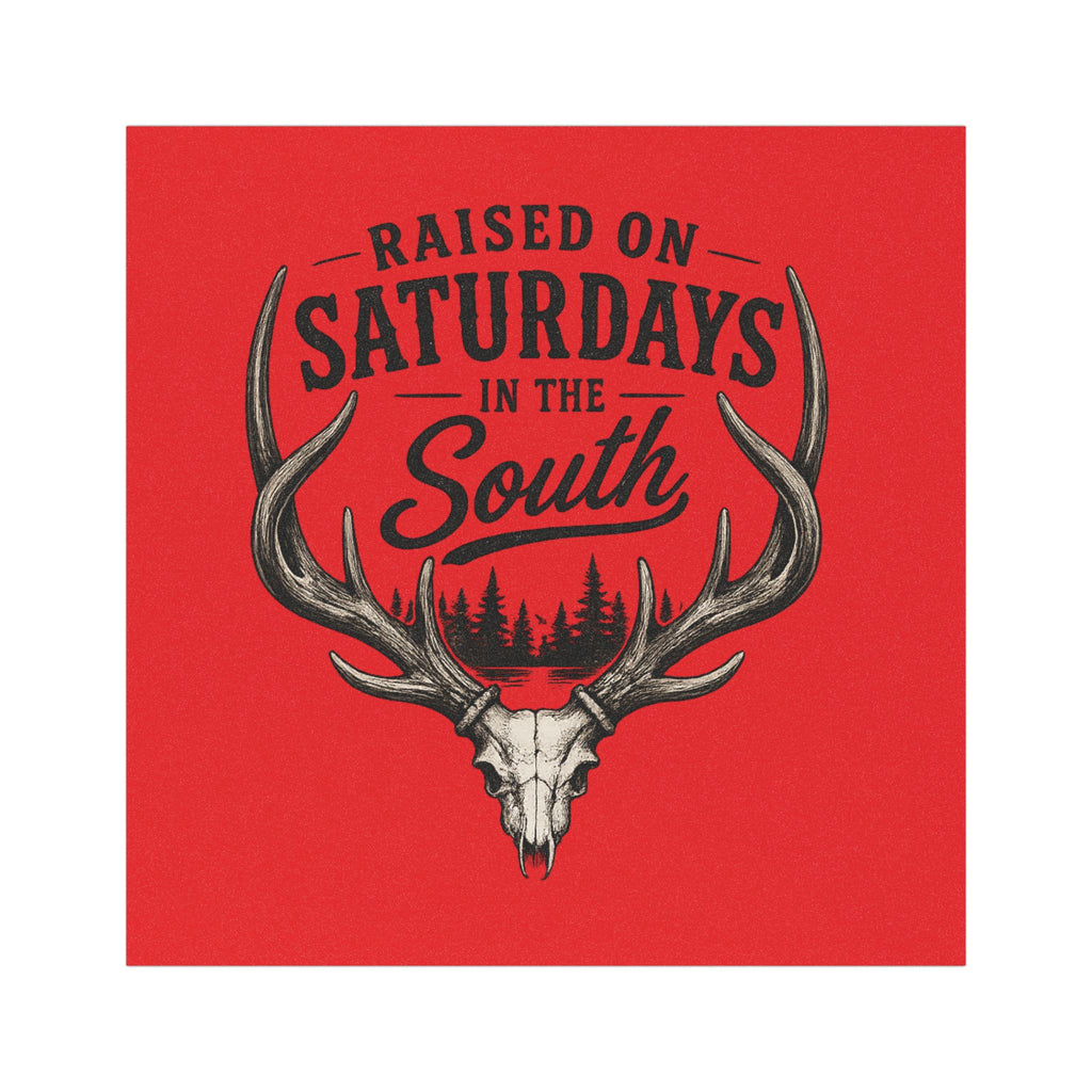 Raised On Saturdays In The South Car Magnet-(red)