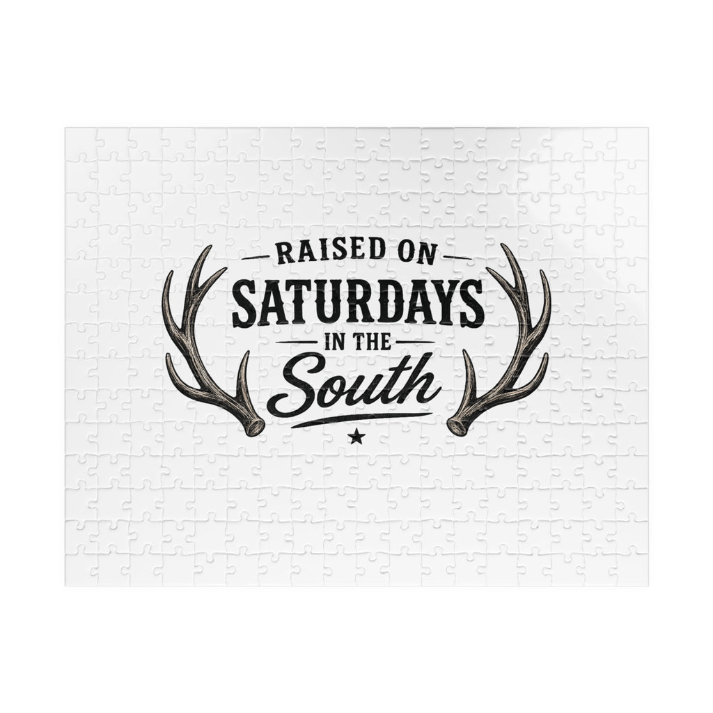 “Raised on Saturdays in the South” jigsaw puzzle-(white)