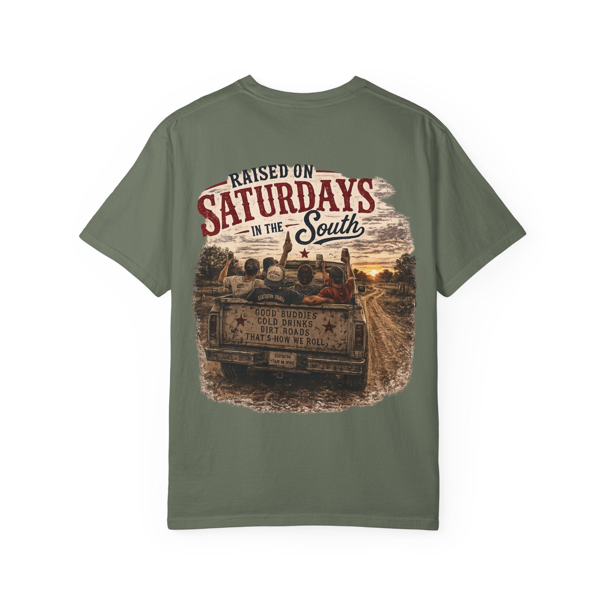 Raised On Saturdays In The South T‑Shirt — Good Riding Buddies Men's