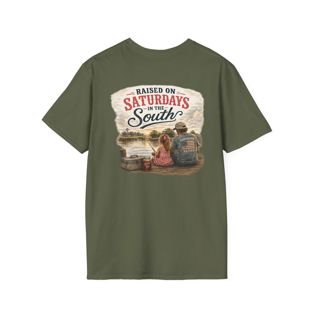 Raised On Saturdays In The South Vintage T-Shirt-Girl Dad Fishing Buddy-Father's Day Collection