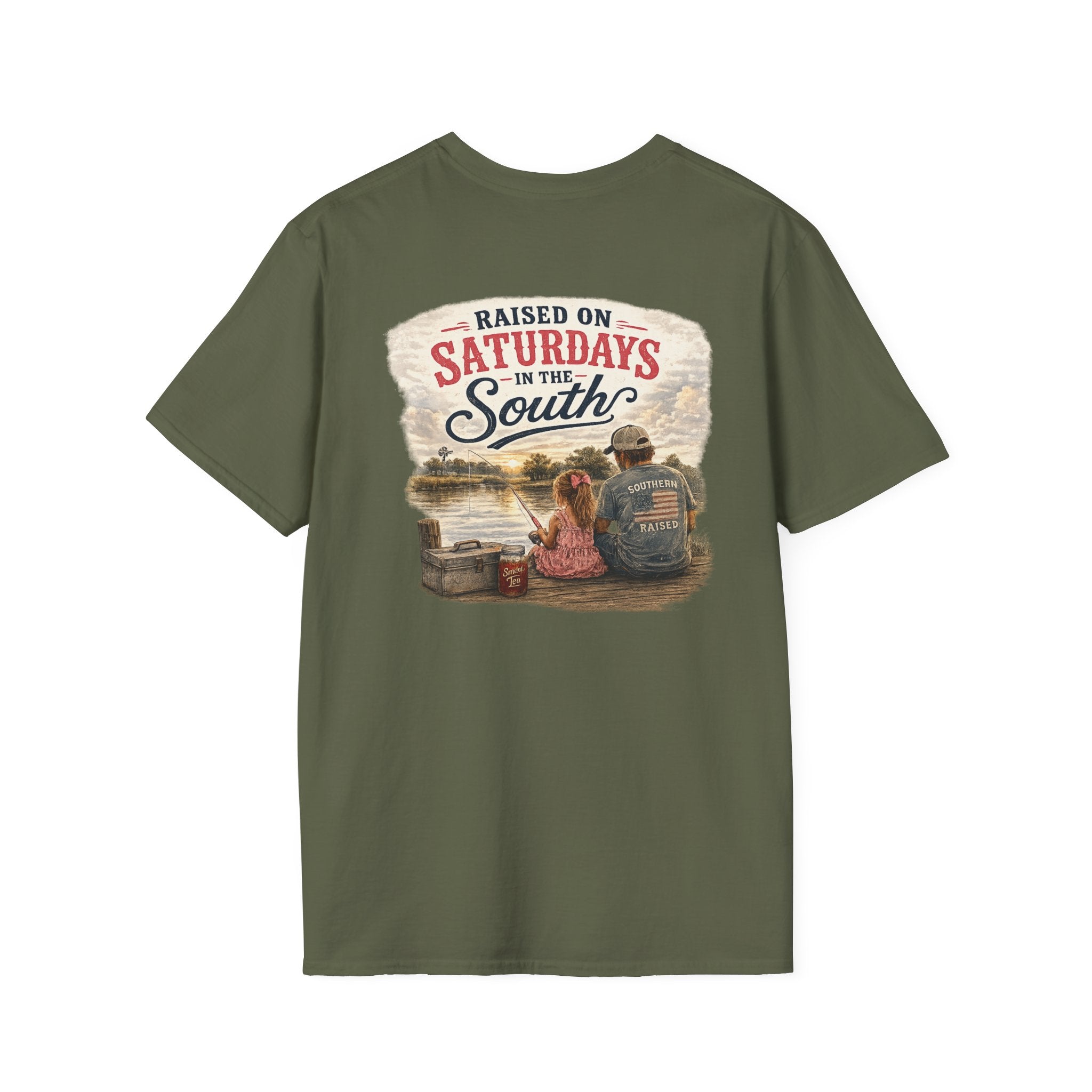 Raised On Saturdays In The South Vintage T-Shirt-Girl Dad Fishing Buddy-Father's Day Collection