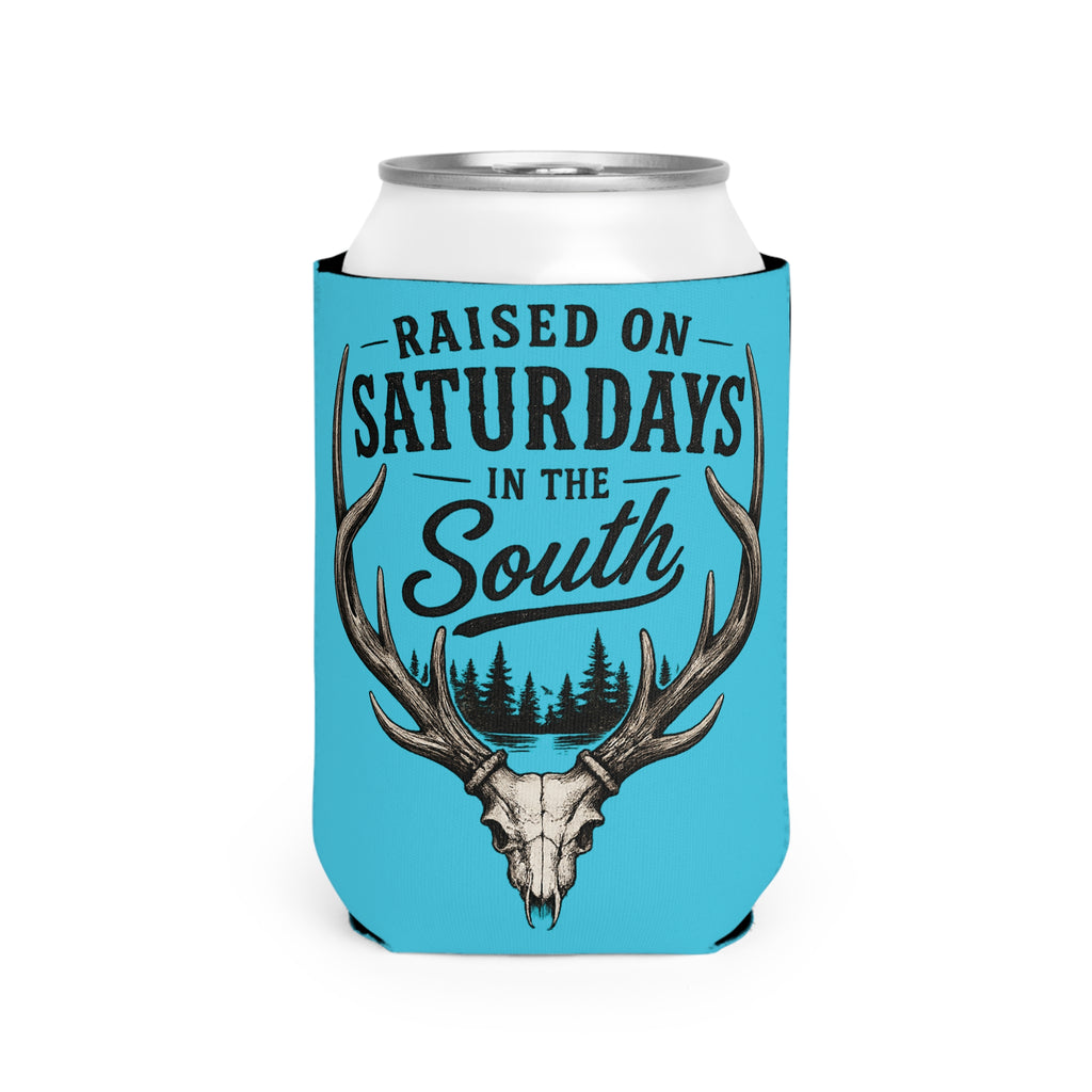 Raised On Saturdays In The South Can Cooler Sleeve-The Spread Runs Deep In The Woods-(blue)