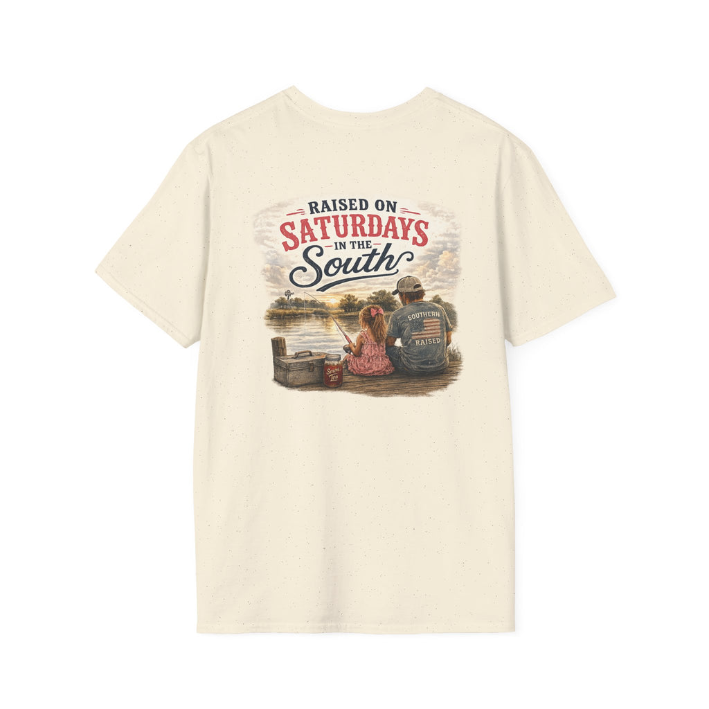 Raised On Saturdays In The South Vintage T-Shirt-Girl Dad Fishing Buddy-Father's Day Collection