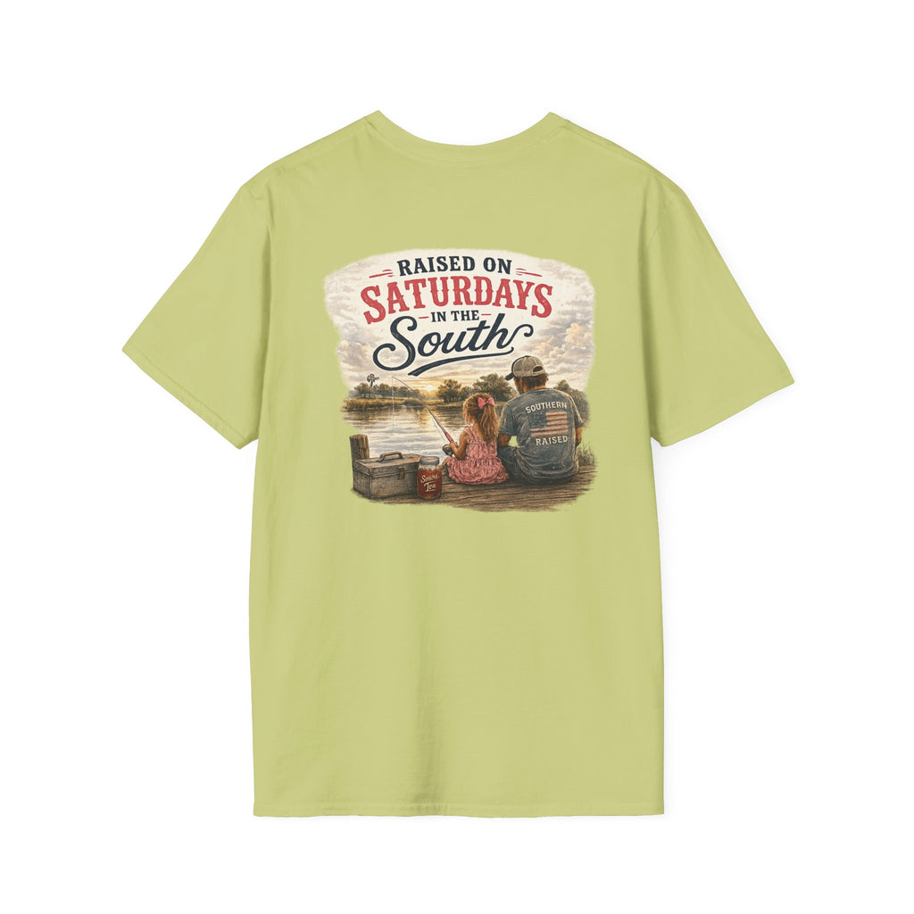 Raised On Saturdays In The South Vintage T-Shirt-Girl Dad Fishing Buddy-Father's Day Collection