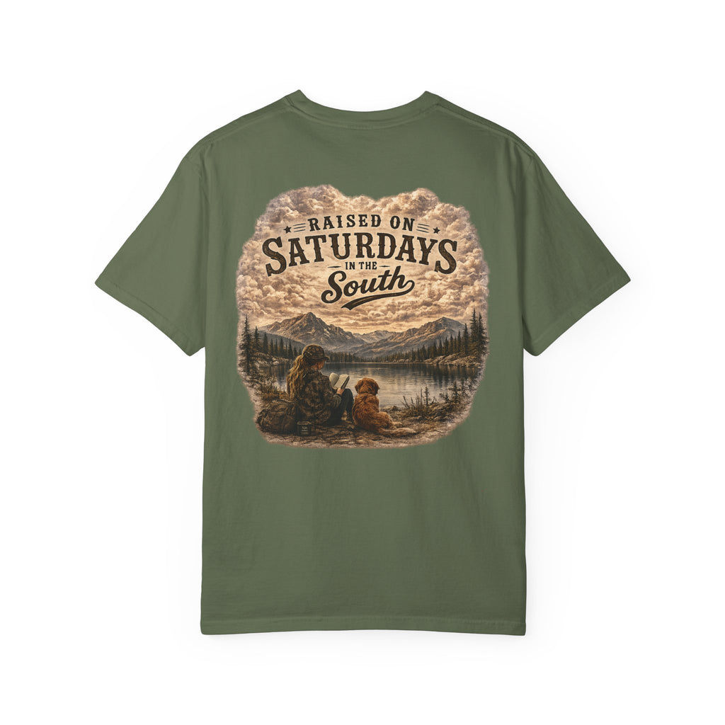 Raised On Saturdays In The South T-Shirt — Relaxing Saturday Morning In The Mountains