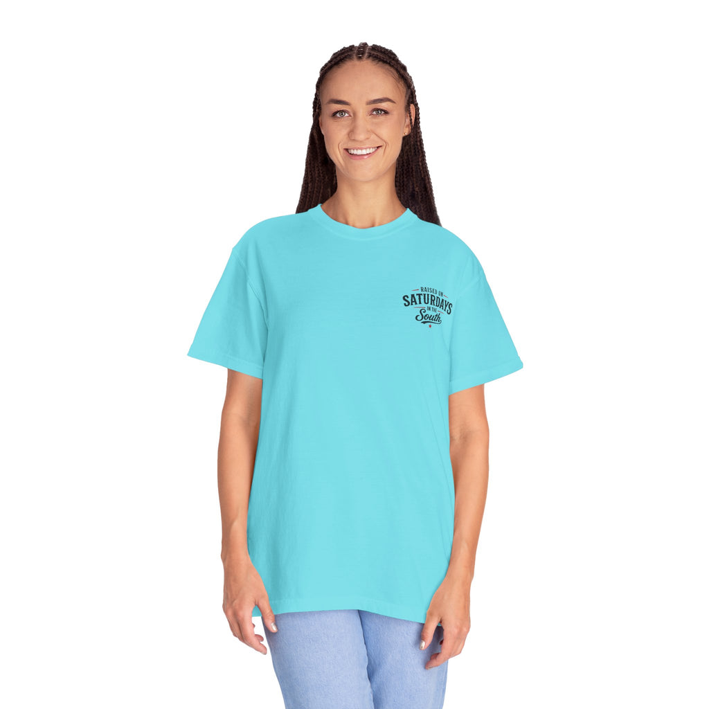 Raised On Saturdays In The South T-Shirt — Country Farm Girl Sunset