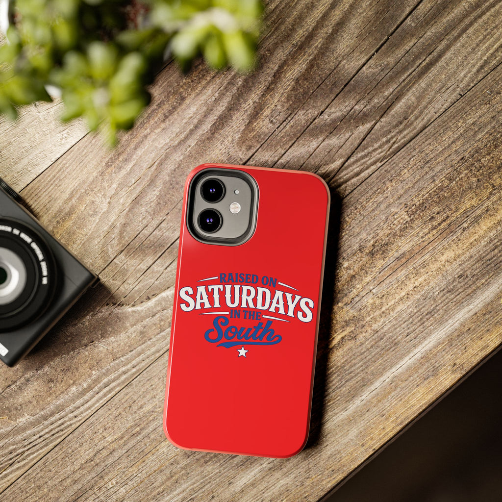 Raised On Saturdays In The South Phone Case-(red)