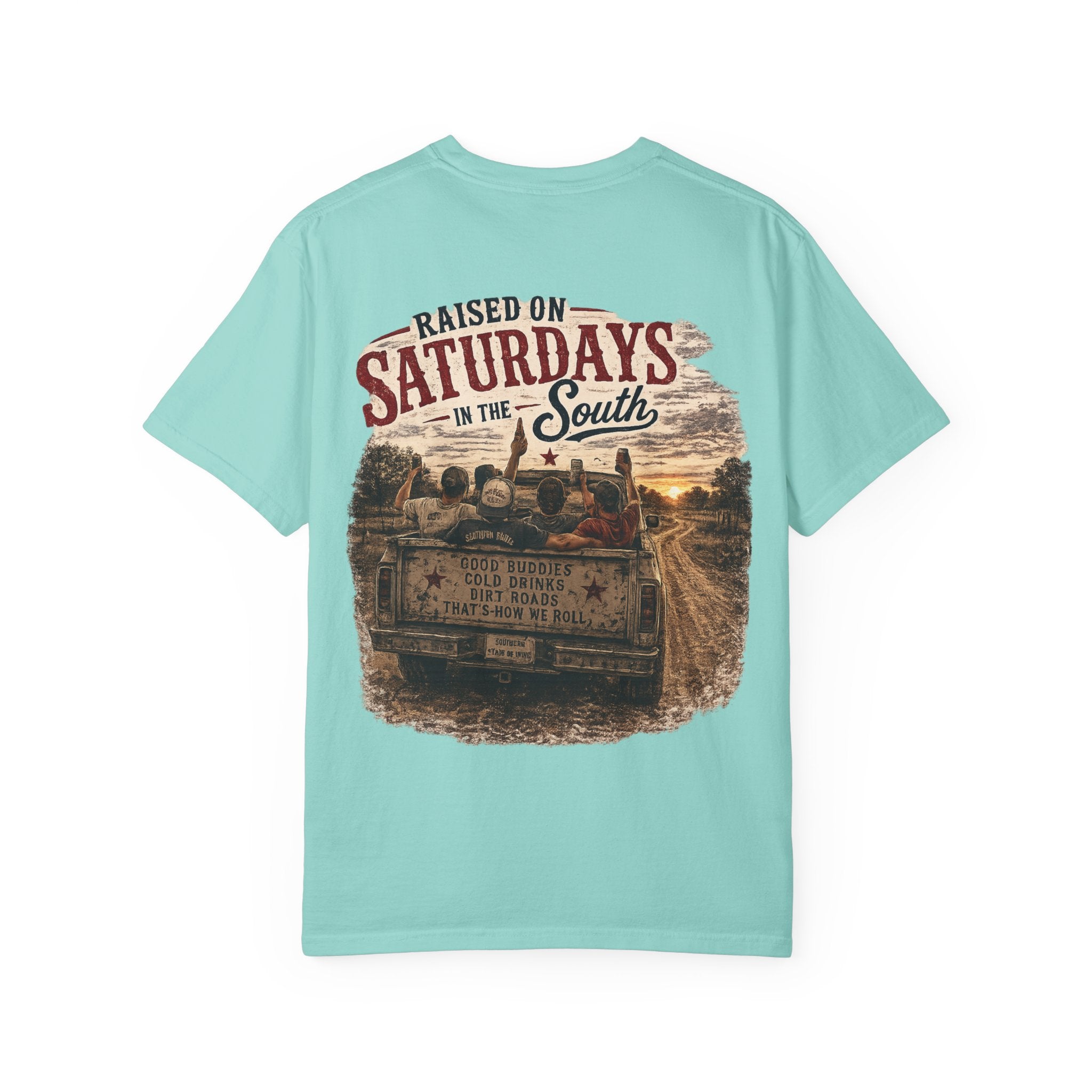 Raised On Saturdays In The South T‑Shirt — Good Riding Buddies Men's