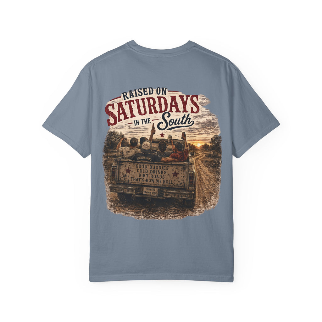 Raised On Saturdays In The South T‑Shirt — Good Riding Buddies Men's