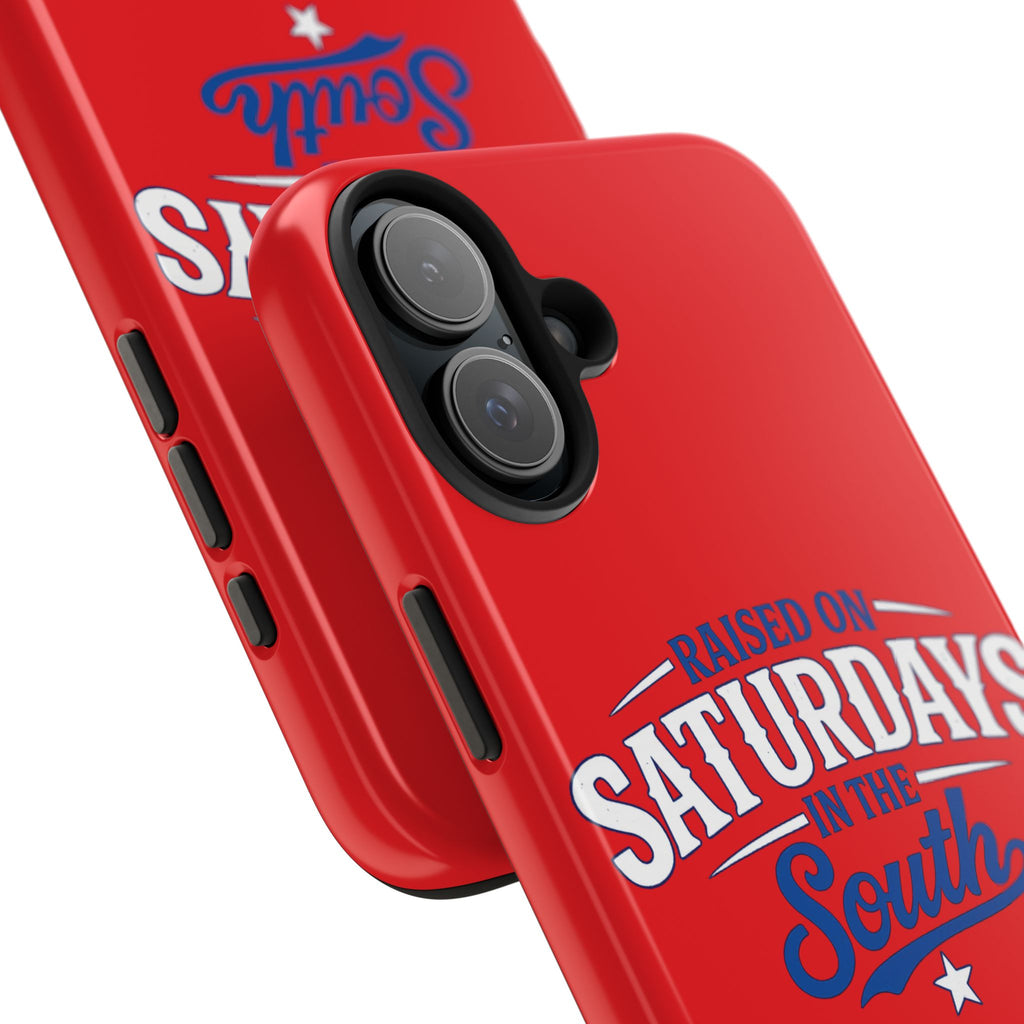 Raised On Saturdays In The South Phone Case-(red)