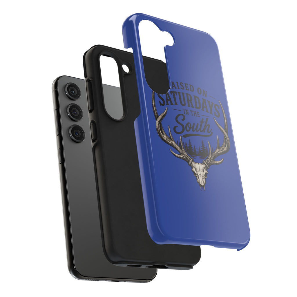 Raised On Saturdays In The South Phone Case - The Spread Runs Deep In The Woods-(blue)