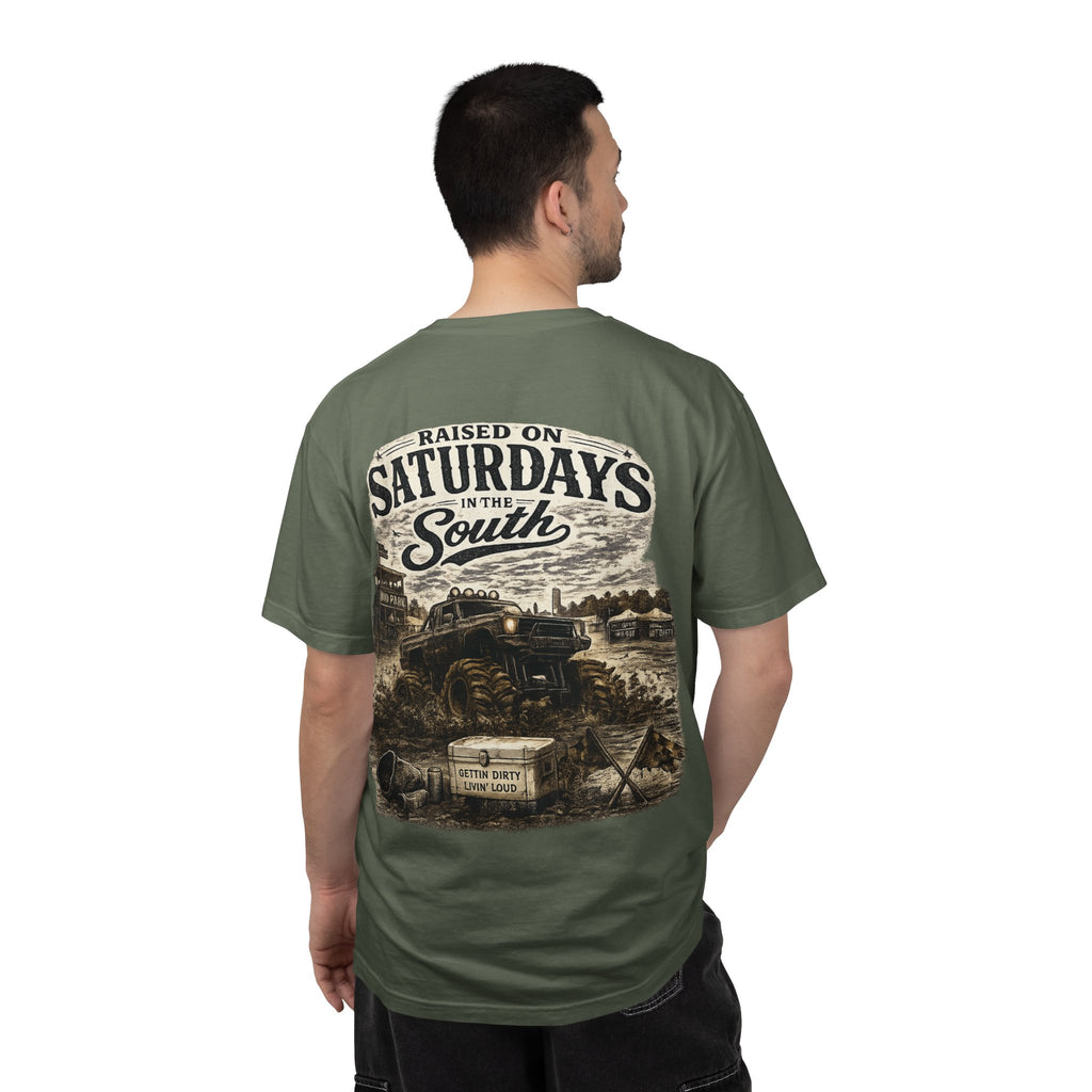 Raised On Saturdays In The South T-Shirt- Mud Park Saturdays