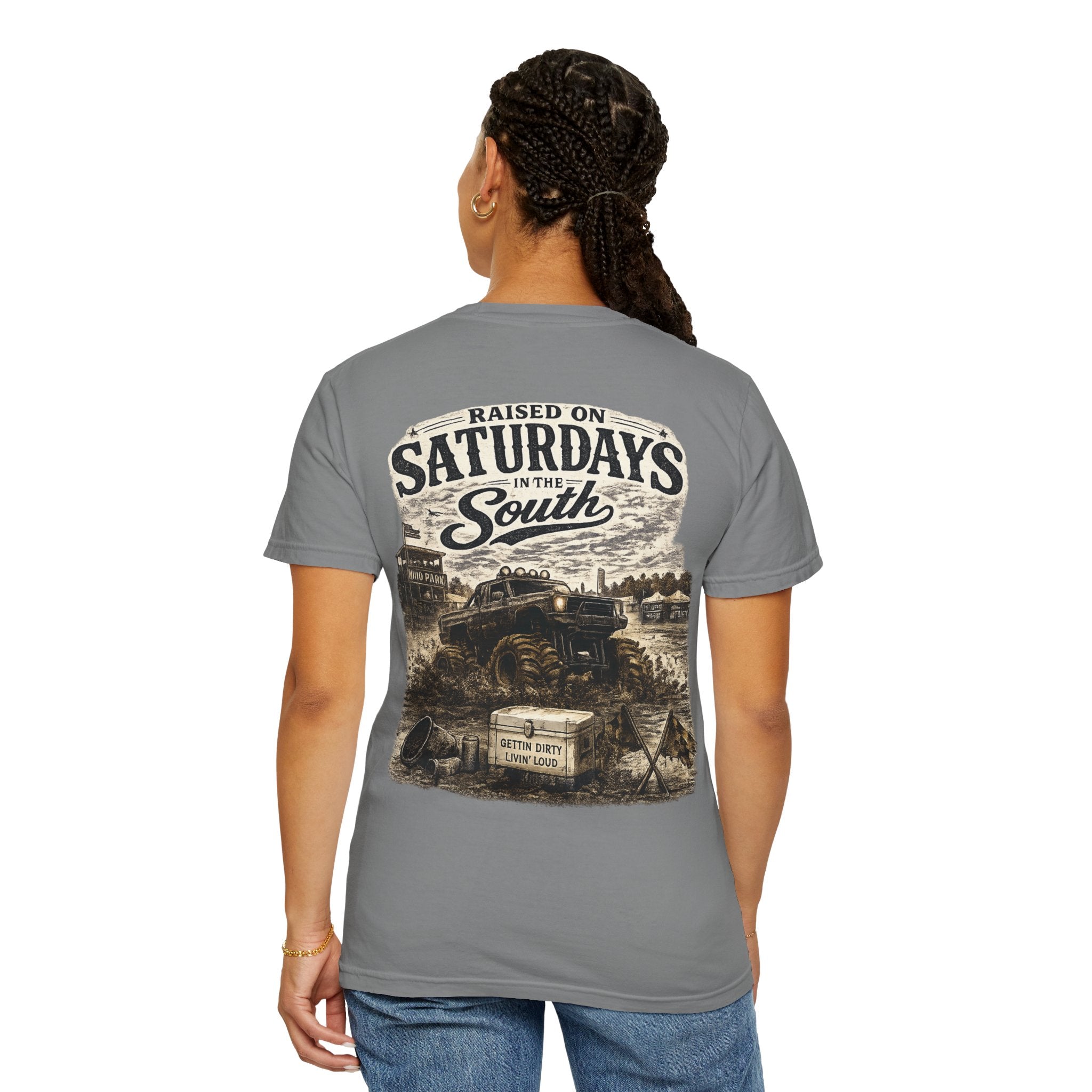 Raised On Saturdays In The South T-Shirt- Mud Park Saturdays