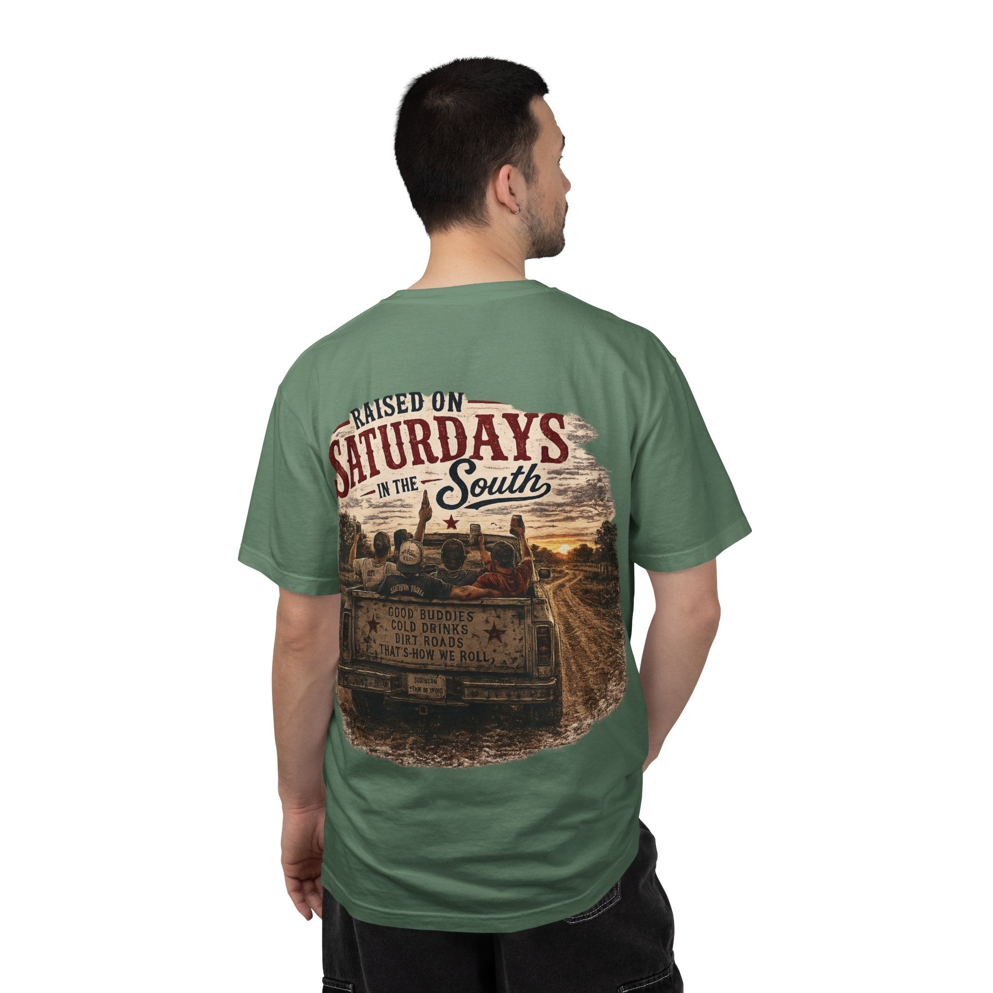 Raised On Saturdays In The South T‑Shirt — Good Riding Buddies Men's