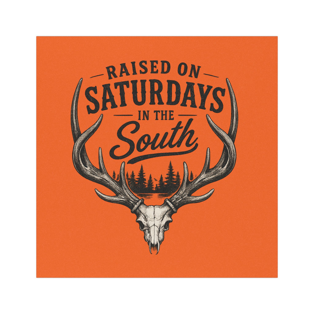 Raised On Saturdays In The South Car Magnet-(orange)