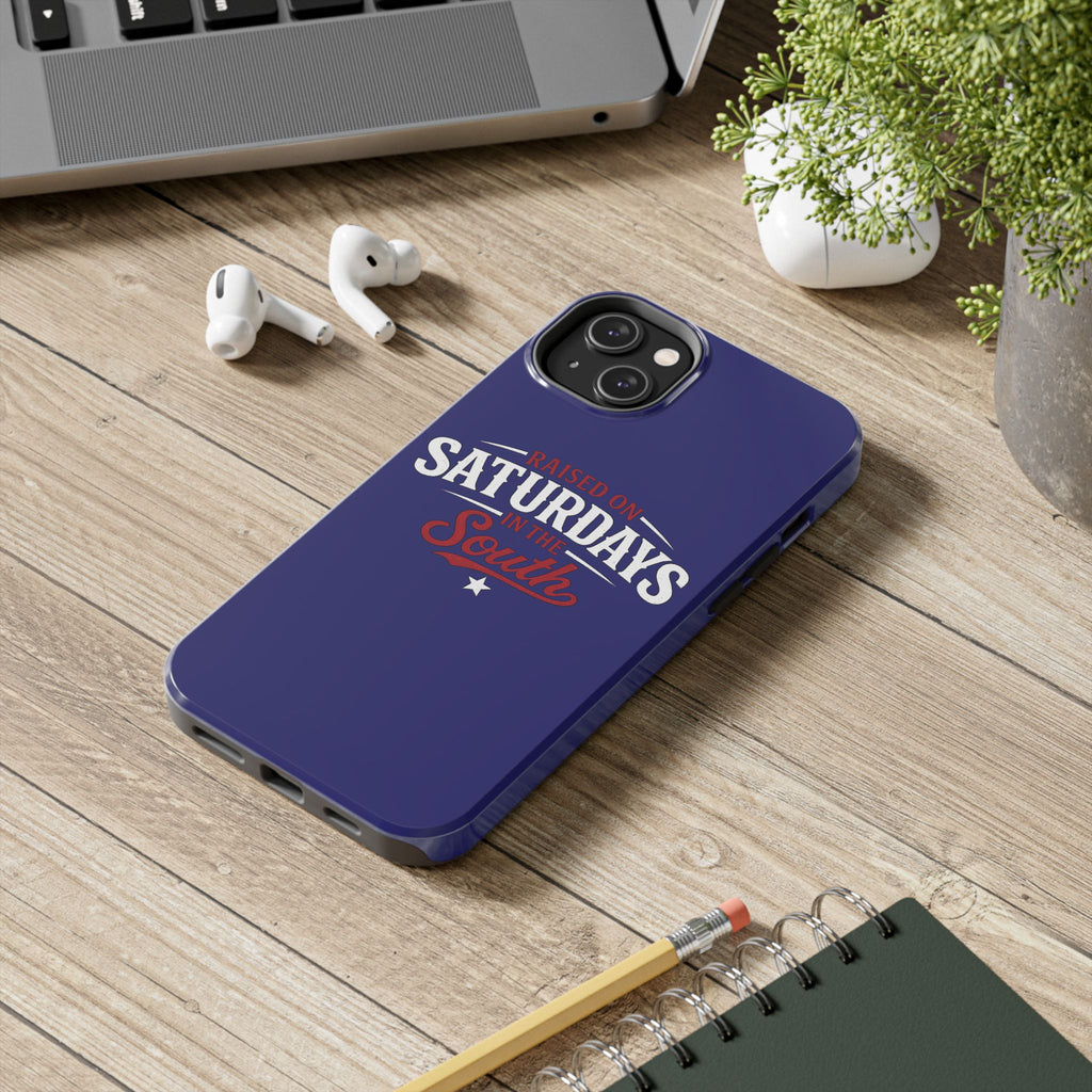 Raised on Saturdays in the South Phone Case-(blue)