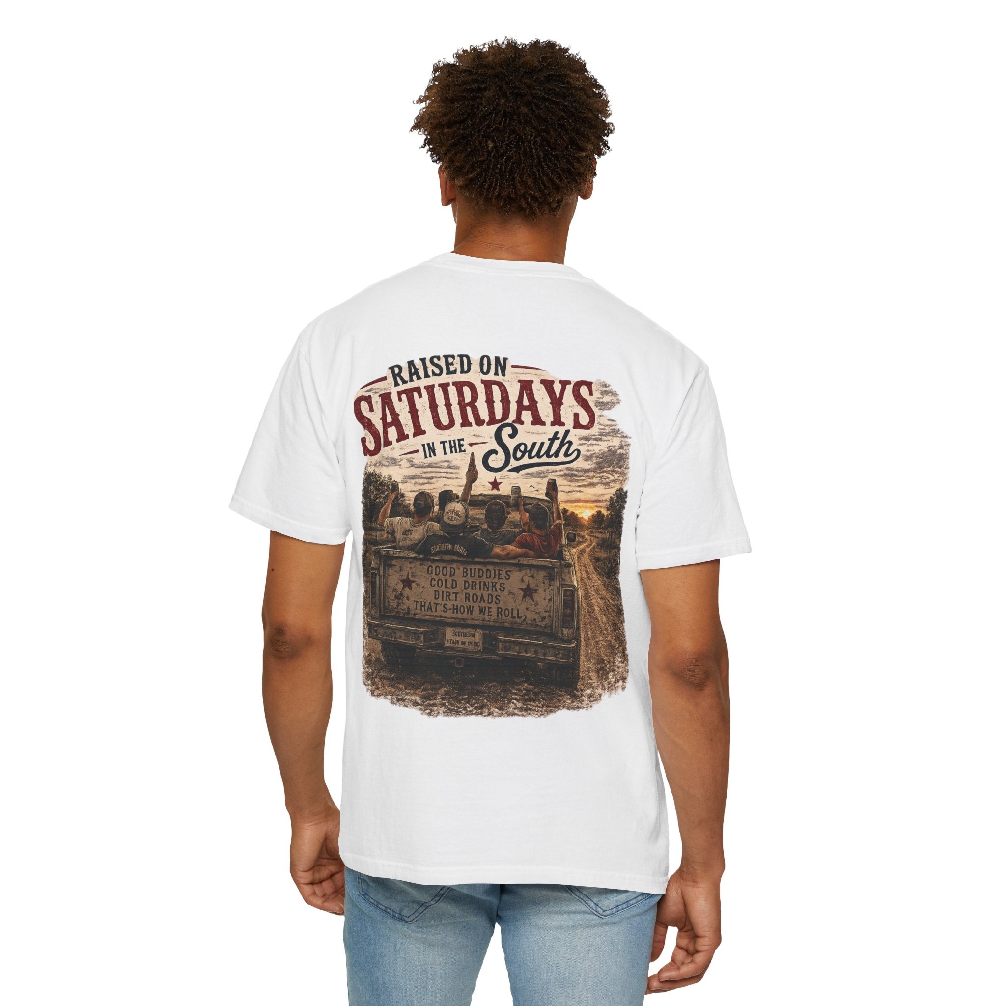 Raised On Saturdays In The South T‑Shirt — Good Riding Buddies Men's