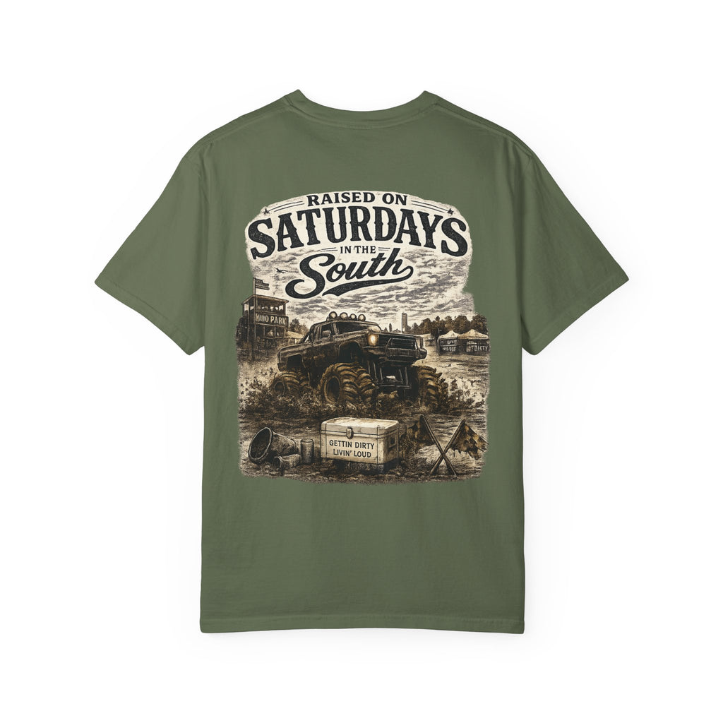 Raised On Saturdays In The South T-Shirt- Mud Park Saturdays