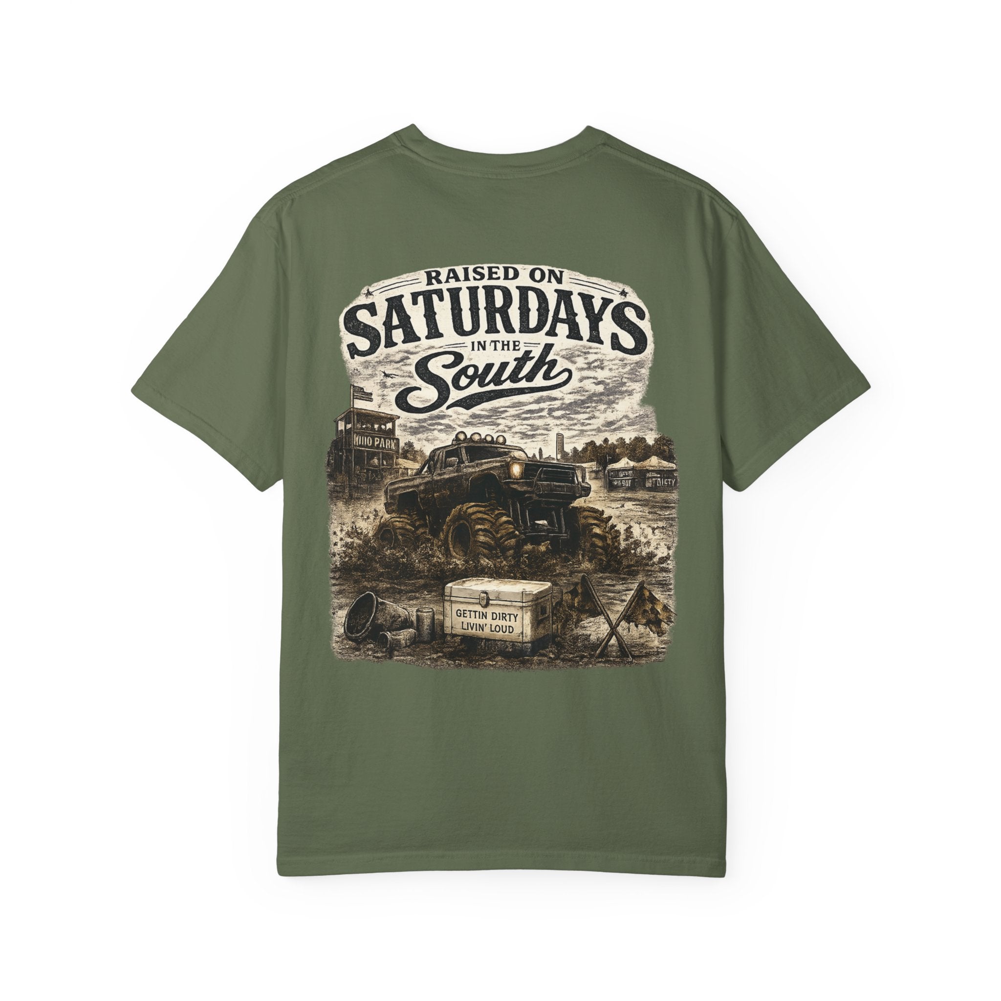 Raised On Saturdays In The South T-Shirt- Mud Park Saturdays