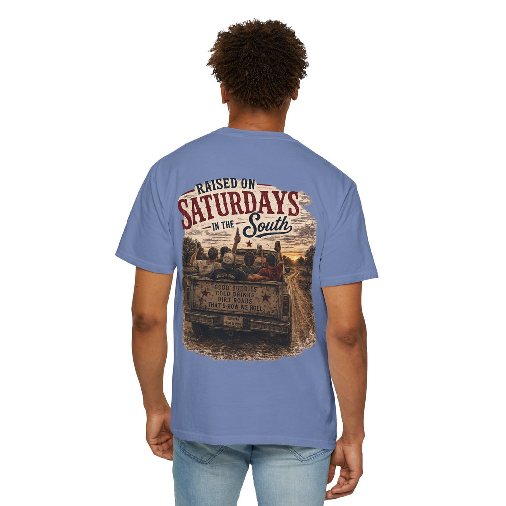 Raised On Saturdays In The South T‑Shirt — Good Riding Buddies Men's