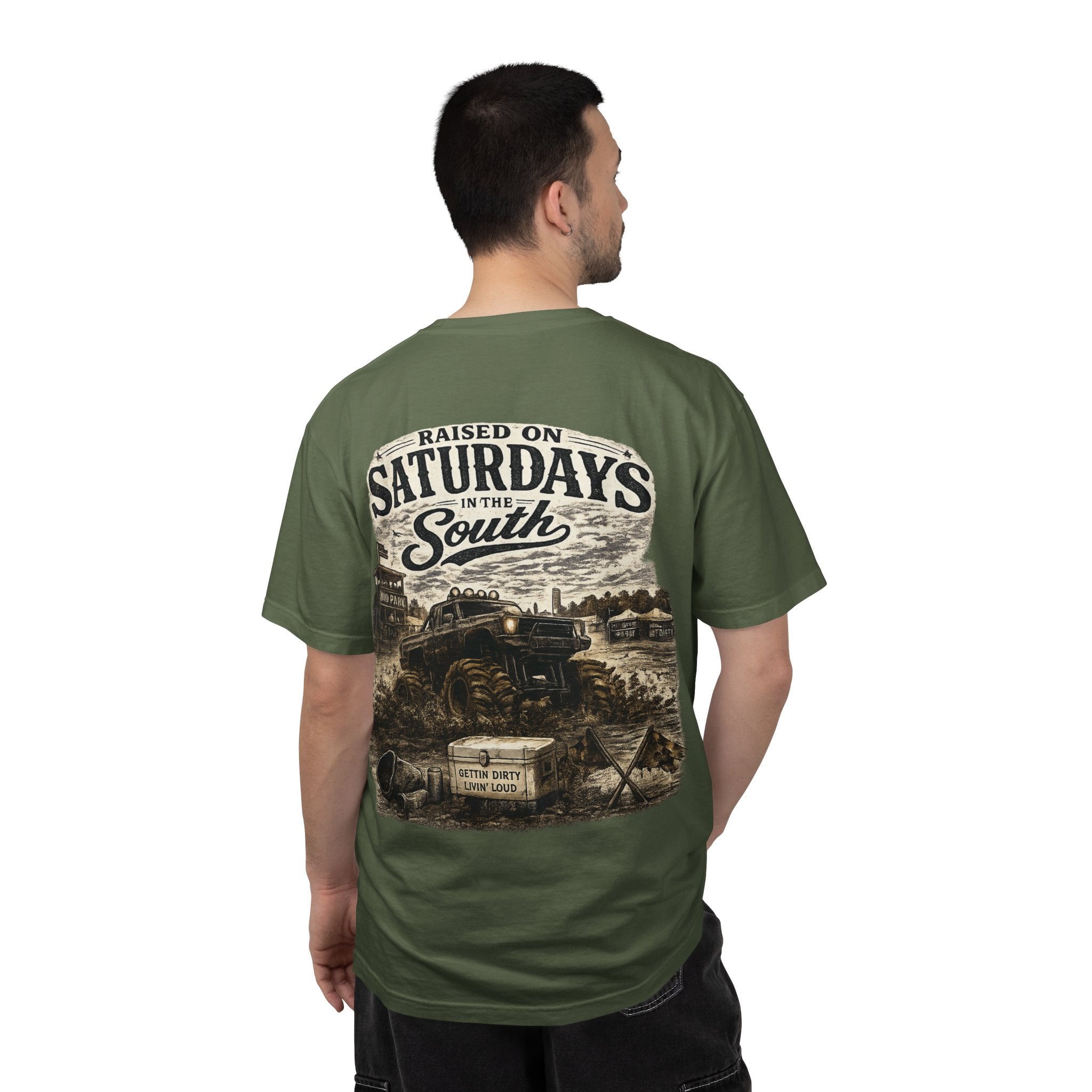 Raised On Saturdays In The South T-Shirt- Mud Park Saturdays