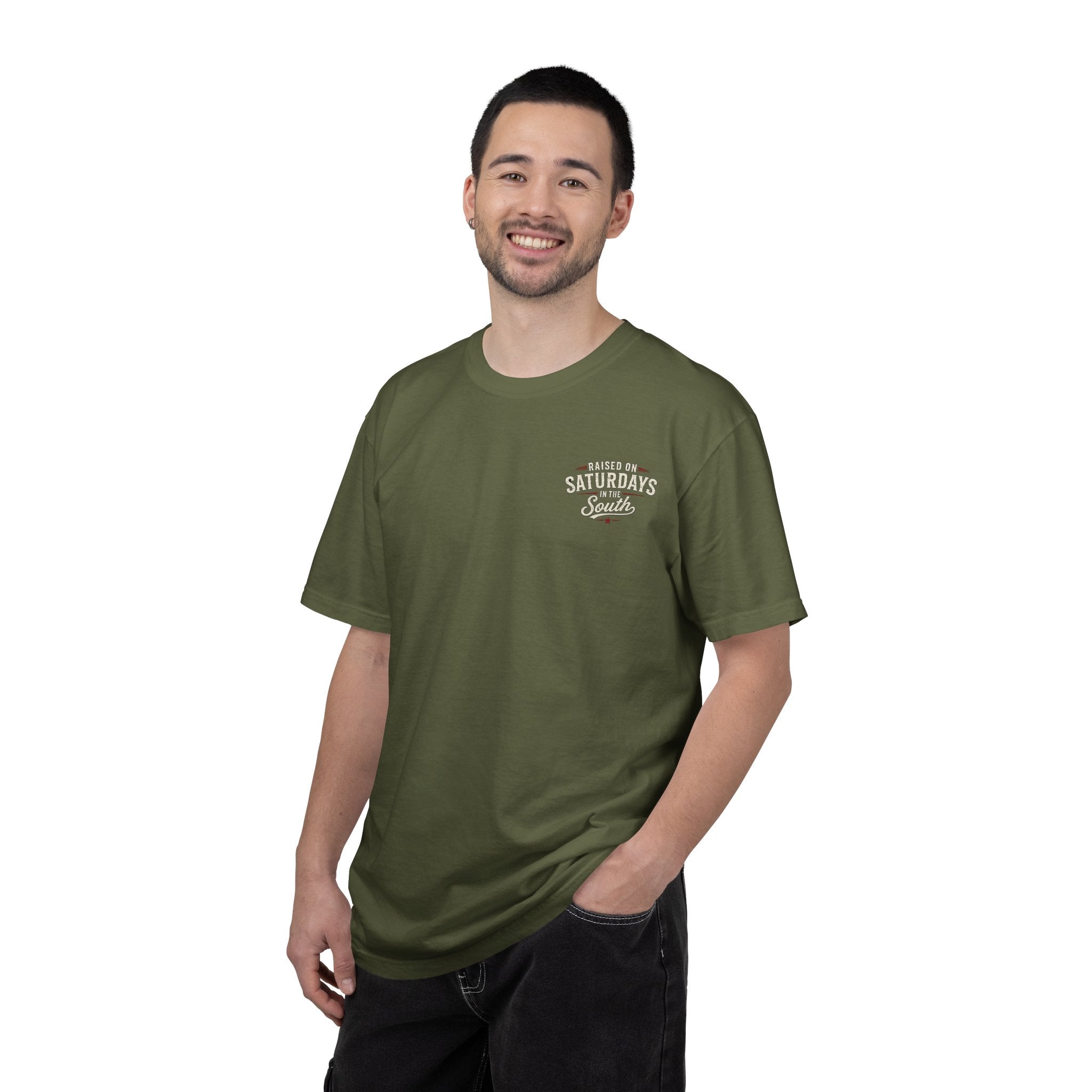 Raised On Saturdays In The South T-Shirt- Mud Park Saturdays