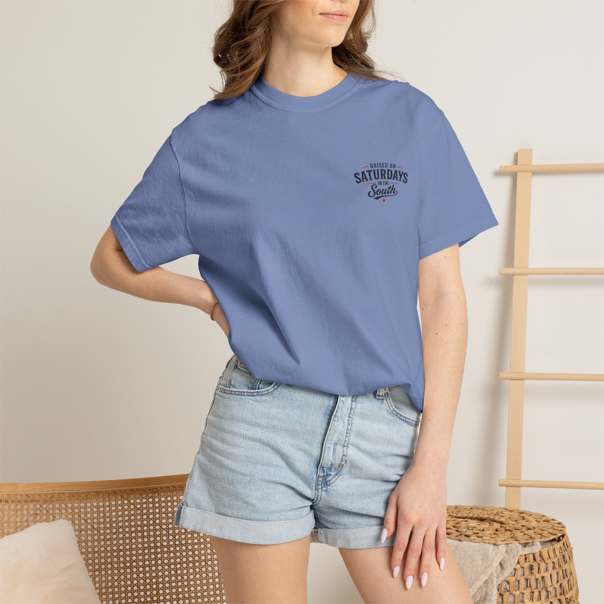 Raised On Saturdays In The South T-Shirt — Country Farm Girl Sunset