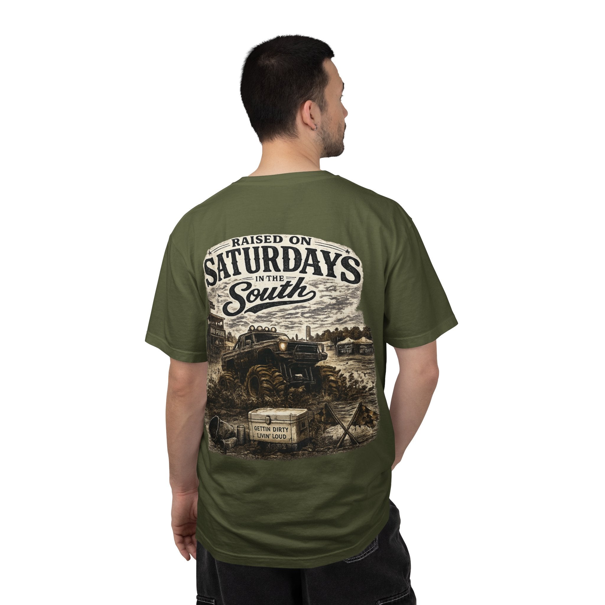 Raised On Saturdays In The South T-Shirt- Mud Park Saturdays
