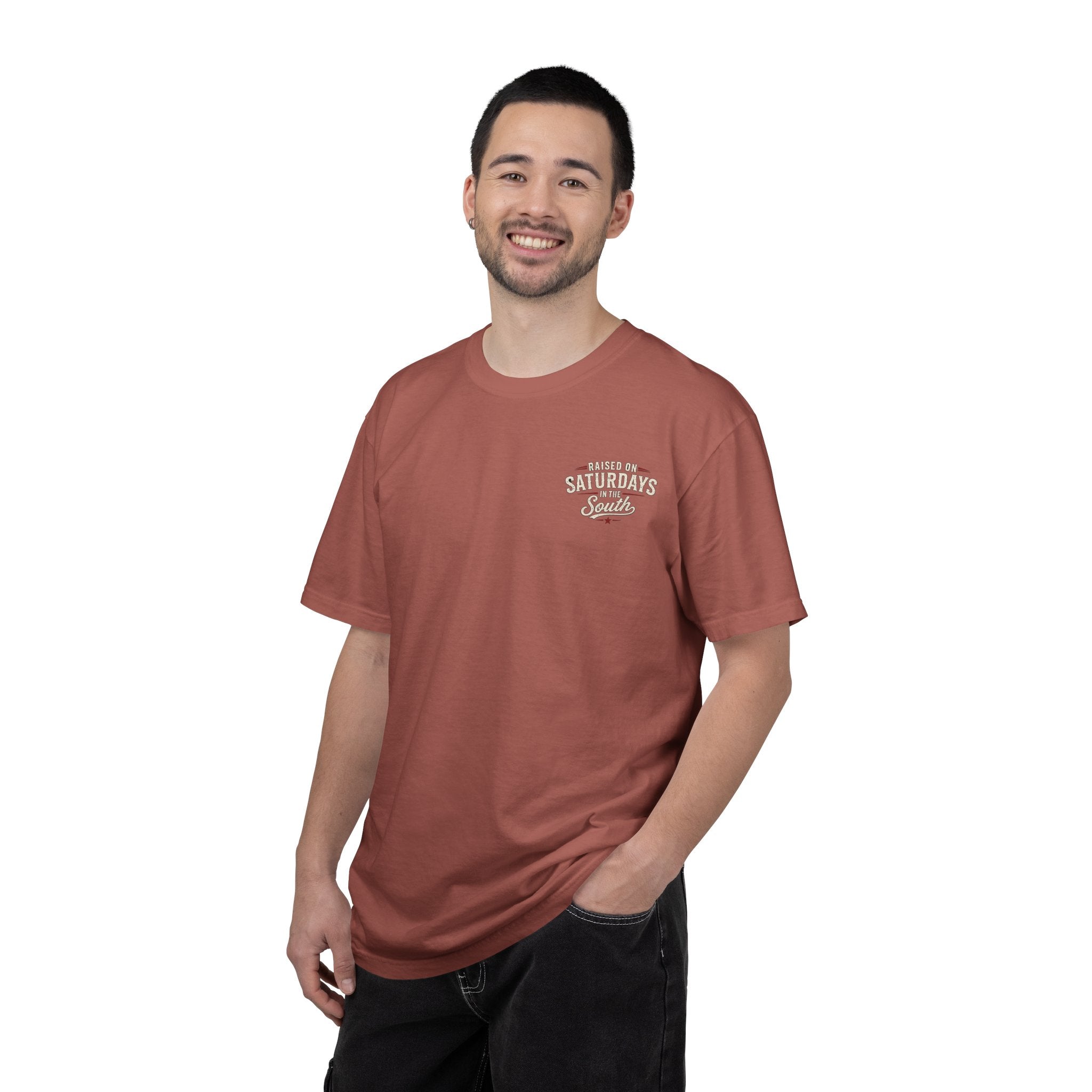 Raised On Saturdays In The South T-Shirt- Mud Park Saturdays