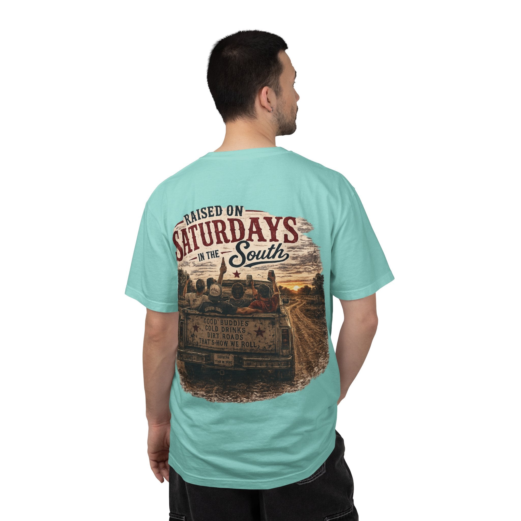Raised On Saturdays In The South T‑Shirt — Good Riding Buddies Men's
