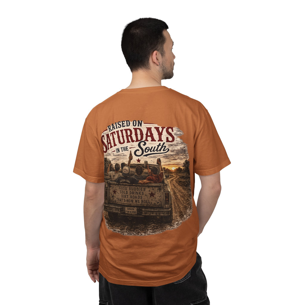 Raised On Saturdays In The South T‑Shirt — Good Riding Buddies Men's