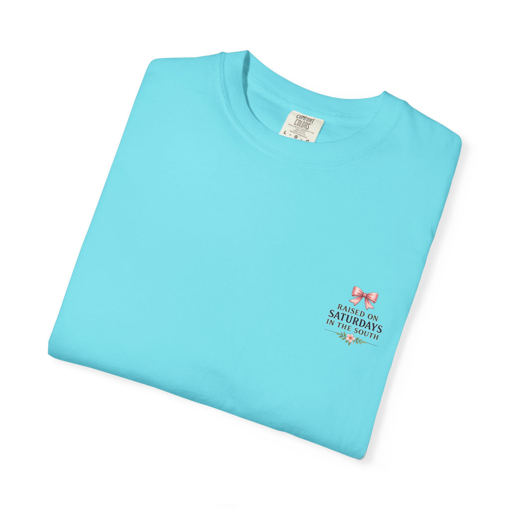 Raised On Saturdays In The South T-Shirt — Rustic Highland Cow