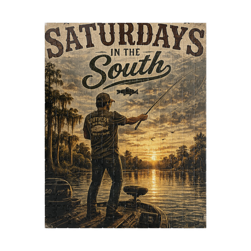 Raised On Saturdays In The South Fishing Puzzle — Sunset Bass Jigsaw
