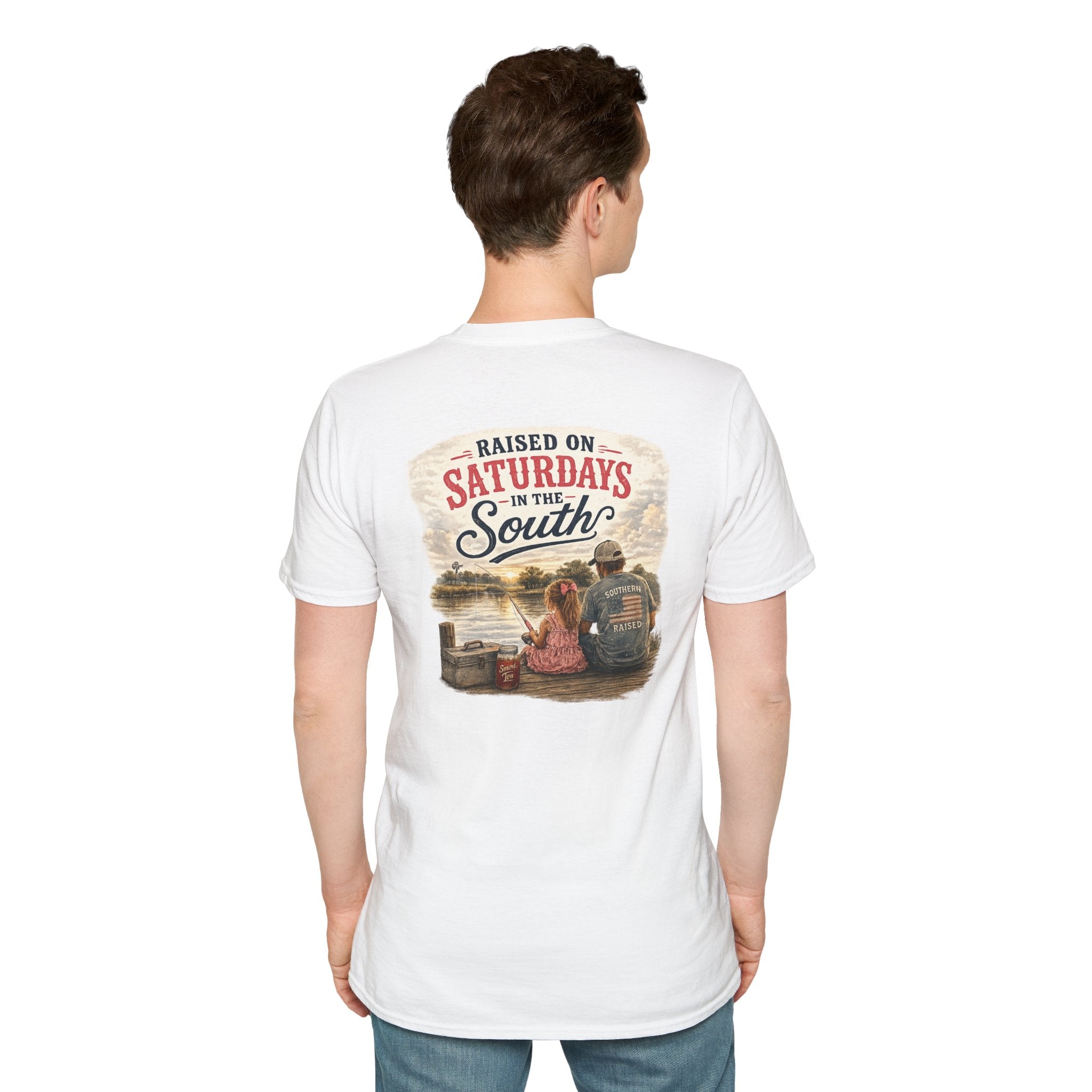 Raised On Saturdays In The South Vintage T-Shirt-Girl Dad Fishing Buddy-Father's Day Collection