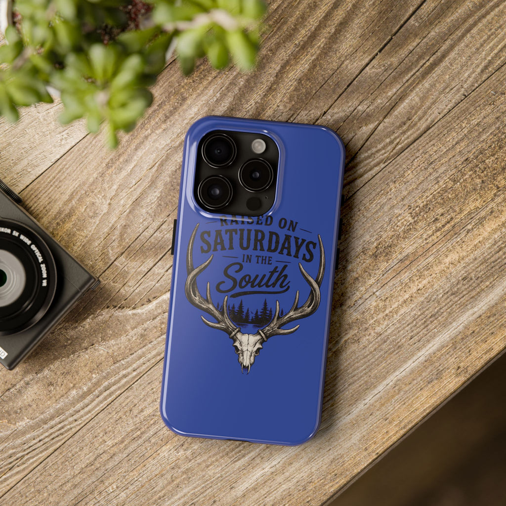 Raised On Saturdays In The South Phone Case - The Spread Runs Deep In The Woods-(blue)