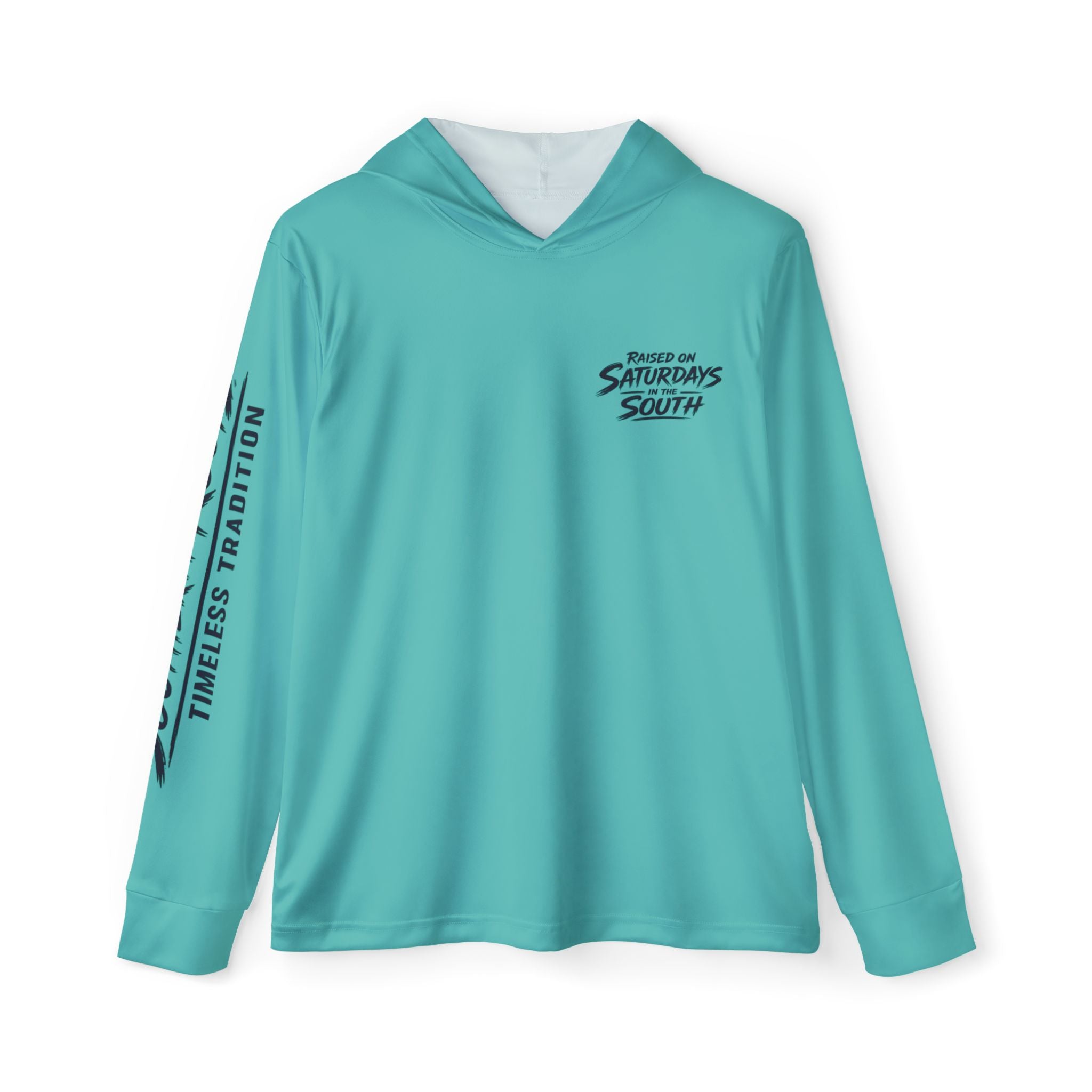 Raised On Saturdays In The South - performance hoodie- Southern Roots Timeless Tradition fishing