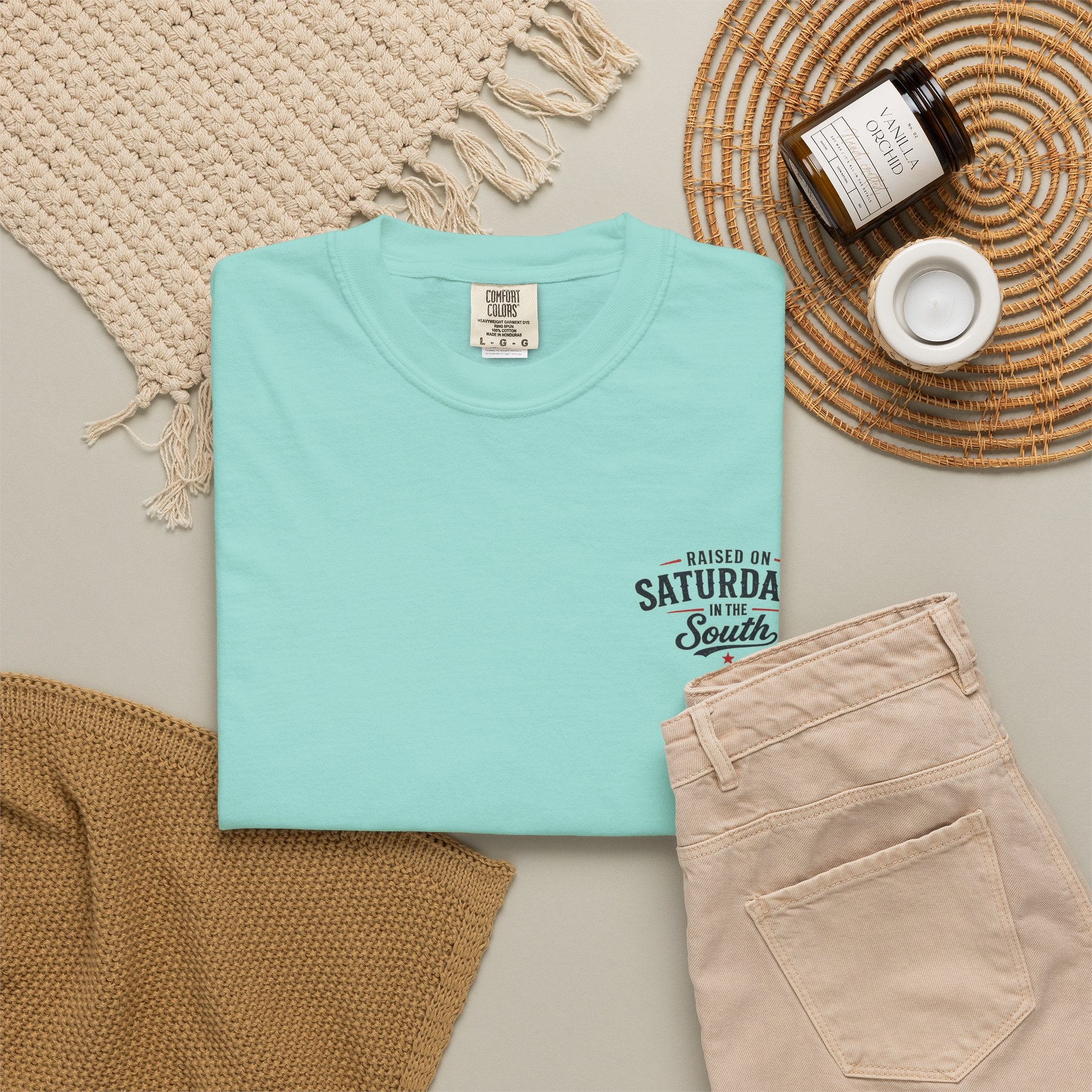 Raised On Saturdays In The South T-Shirt — Country Farm Girl Sunset