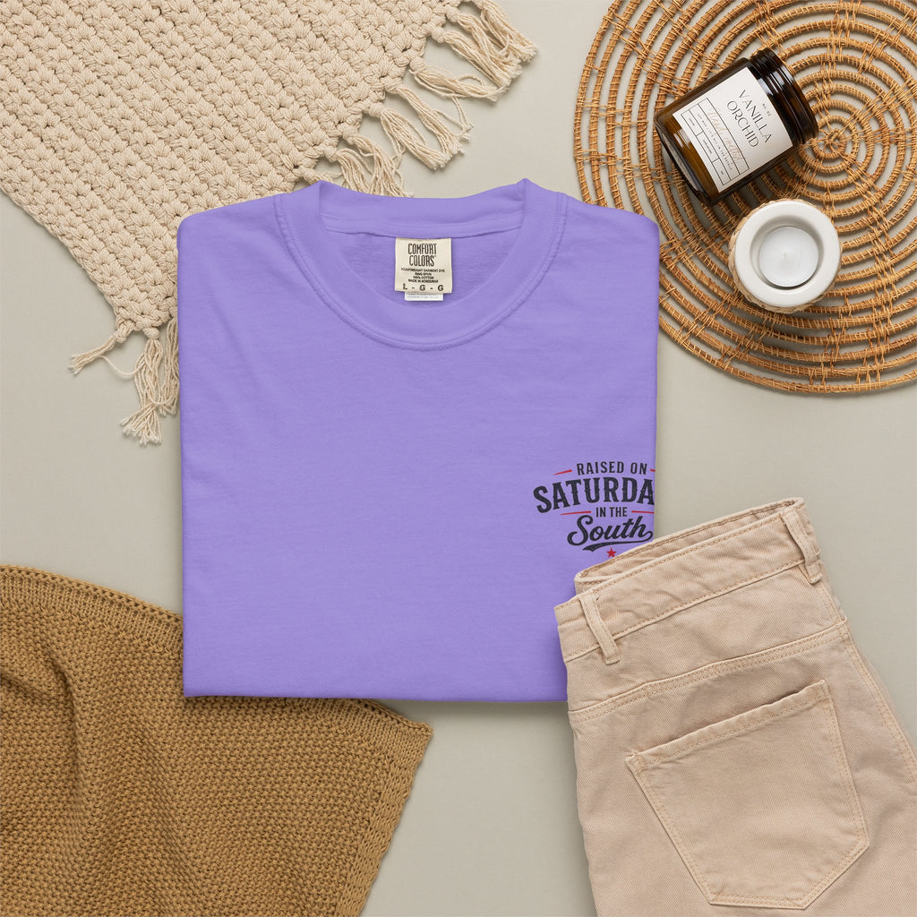Raised On Saturdays In The South T-Shirt — Country Farm Girl Sunset